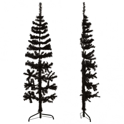Mākslīgā Ziemassvētku Egle Ar Statīvu, Pusapaļa, Melna, 150 Cm Vidaxl