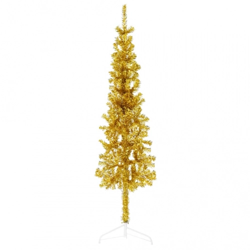Mākslīgā Ziemassvētku Egle Ar Statīvu, Pusapaļa, Zelta, 120 Cm Vidaxl