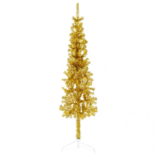 Mākslīgā Ziemassvētku Egle Ar Statīvu, Pusapaļa, Zelta, 150 Cm Vidaxl