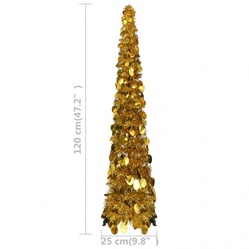 Mākslīgā Ziemassvētku Egle, Saliekama, 120 Cm, Zeltaina, Pet Vidaxl