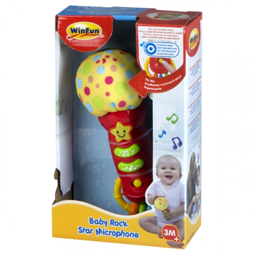 Muzikālais mikrofons ar skaņām un gaismu + grabulis 17 cm no 3 men. CB44232