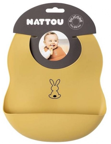 Nattou Śliniak Silikonowy z Zapięciem, bez BPA Ochra