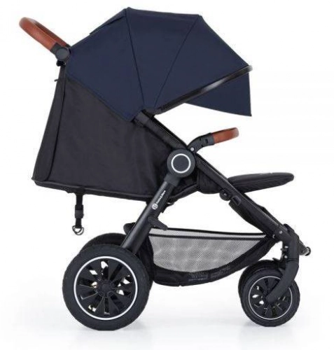 Petite&Mars Stelaż Wózka Spacerowego Street+ RWS Black + Budka Do Wózka Koła Gumowe Anthracite Blue