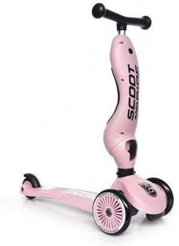 Bērnu skrejritenis ar sēdekli Scootandride Highwaykick 2in1 + regulējama ķivere bērniem (45-51) Rose