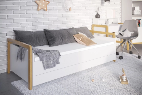 Gulta Victor White ar atvilktni un matraci 180x80