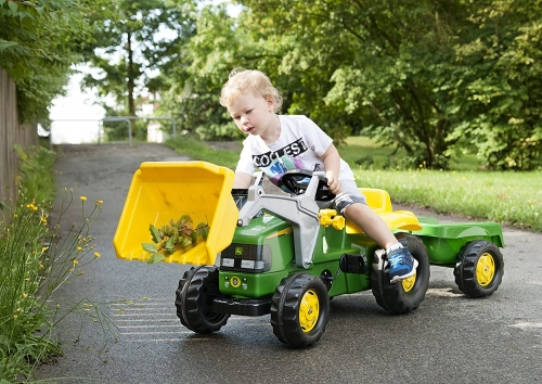 Детский Трактор с педалями и прицепом Rolly Toys Rolly KID John Deere 023110
