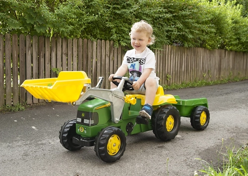 Детский Трактор с педалями и прицепом Rolly Toys Rolly KID John Deere 023110
