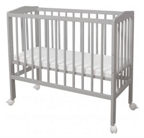 Waldin Łóżeczko Dostawne 2w1 z Wyposażeniem 77 Grey / Różowy