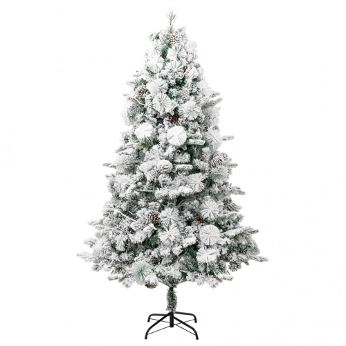 Ziemassvētku Egle Ar Čiekuriem, Sniegu, 225 Cm, Pvc Un Pe Vidaxl