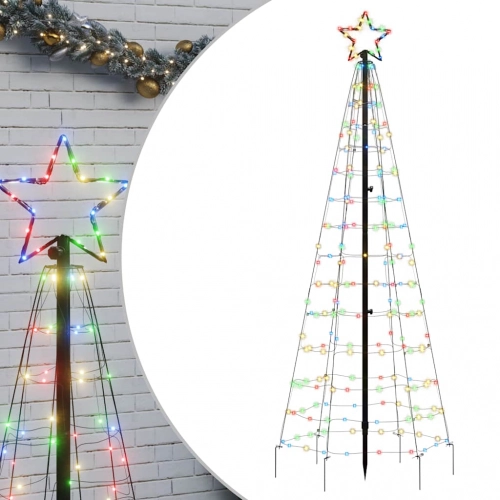 Led Ziemassvētku Eglīte Ar Tapas 220 Led Krāsaina 180 Cm Vidaxl