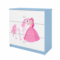 Komoda babydreams niebieska księżniczka konik