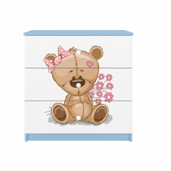 Komoda babydreams niebieska miś kwiatki