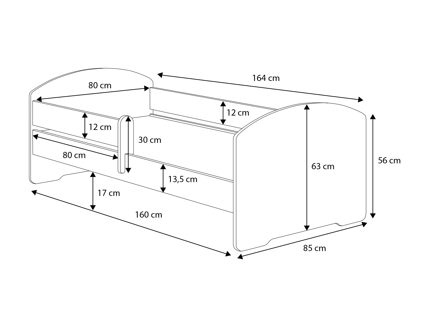 Детская кровать LUK с ящиком 160x80