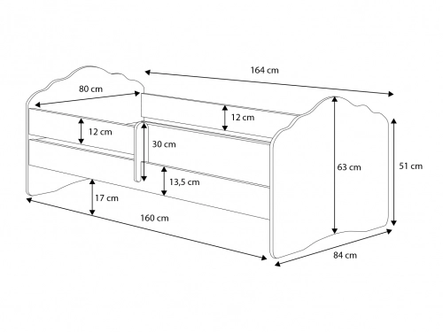 Single bed Fala 160x80 with drawer