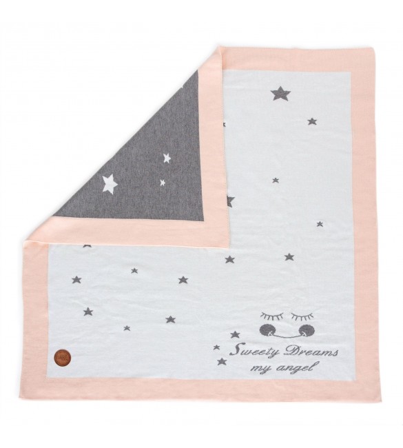 Adīta sega Ceba Baby STARS PEACH 90x90 cm 812