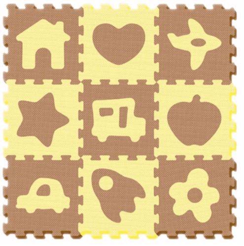 Aktivitātes paklājs Puzzle no 9 elementiem Smily Play Beige 1050