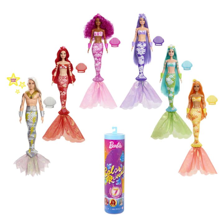 Barbie Color Reveal Rainbow Mermaids Series lelle HCC46