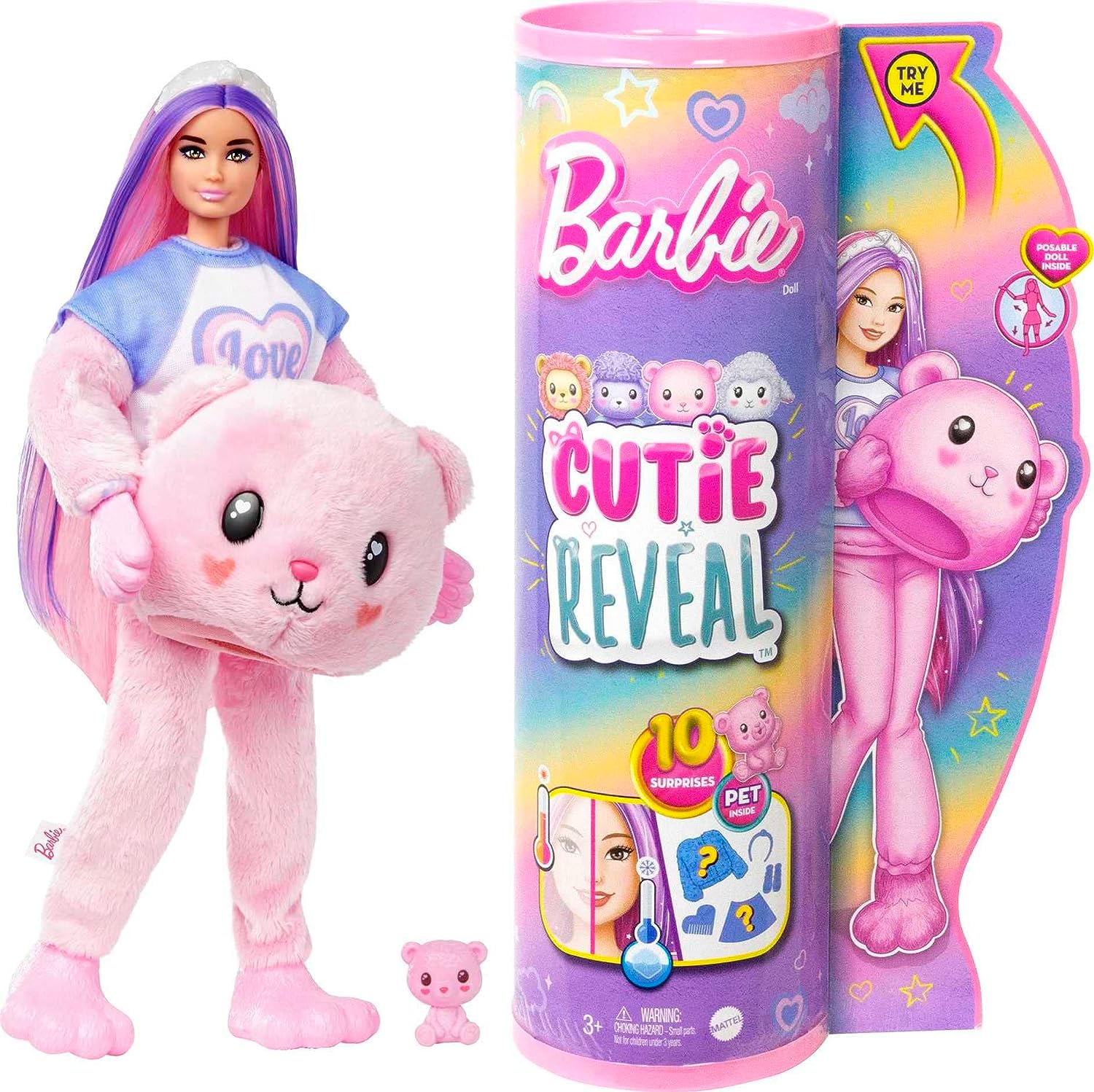 Barbie Cutie Reveal Cozy Cute Tees Teddy In Love HKR04 Lelle