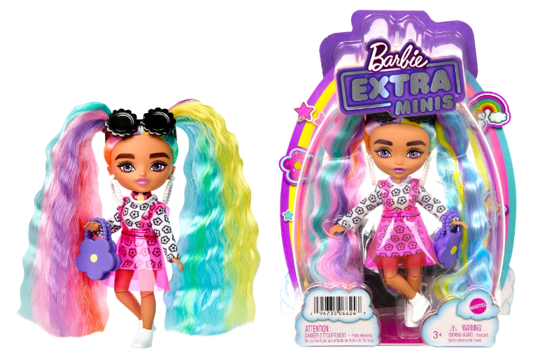 Barbie Extra Mini Doll lelle Daisy Rainbow Pigtails HHF82