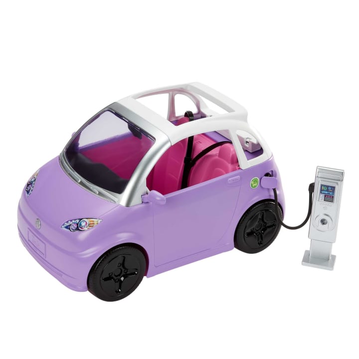 Barbie Vehicle Elektromobilis ar uzlādes staciju HJV36