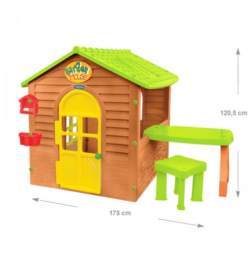 Bērnu dārza māja ar galdu un krēslu 122x175x120,5 cm