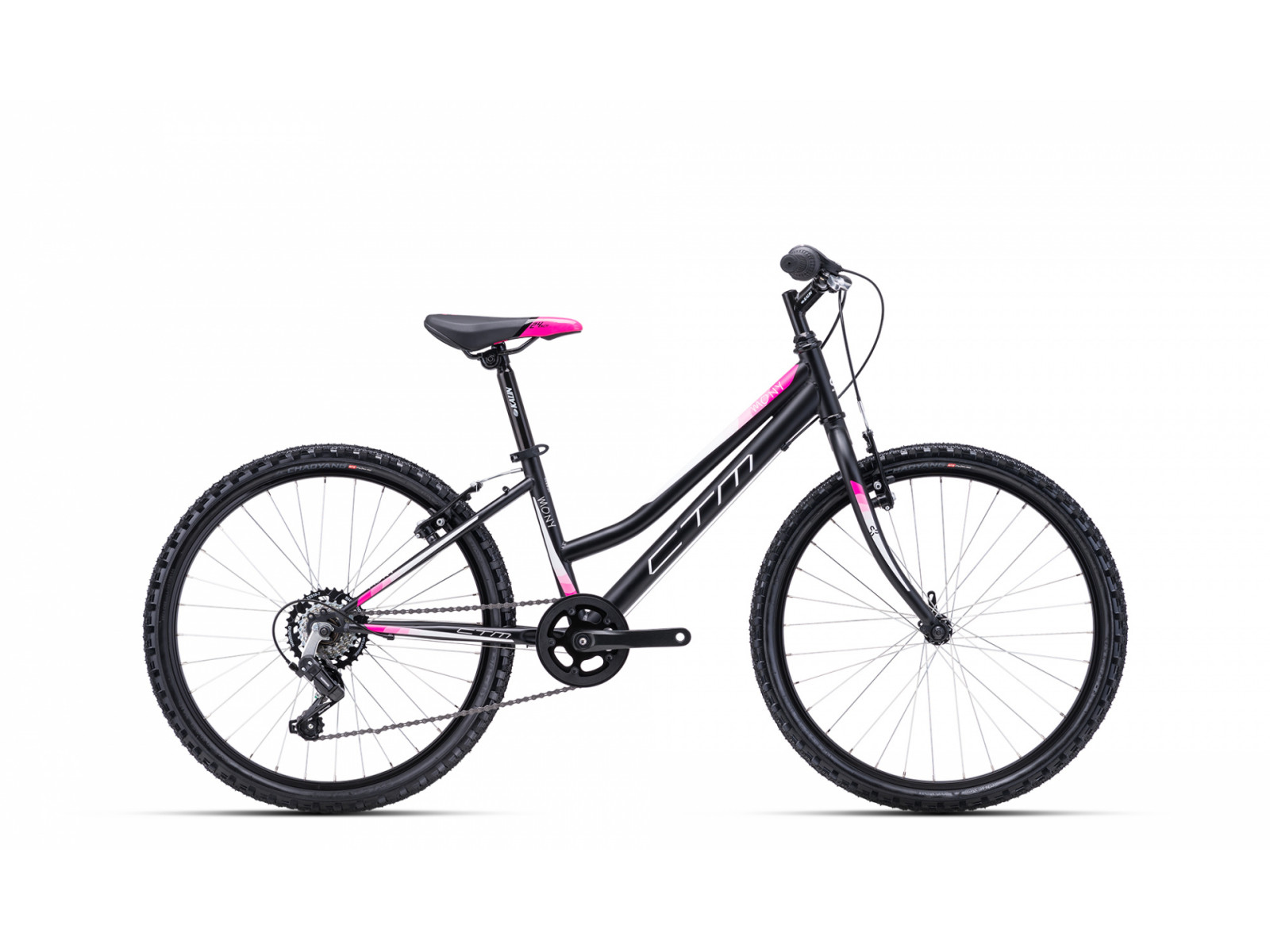 Bērnu divritenis velosipēds CTM Mony Matt black / pink 24 collas