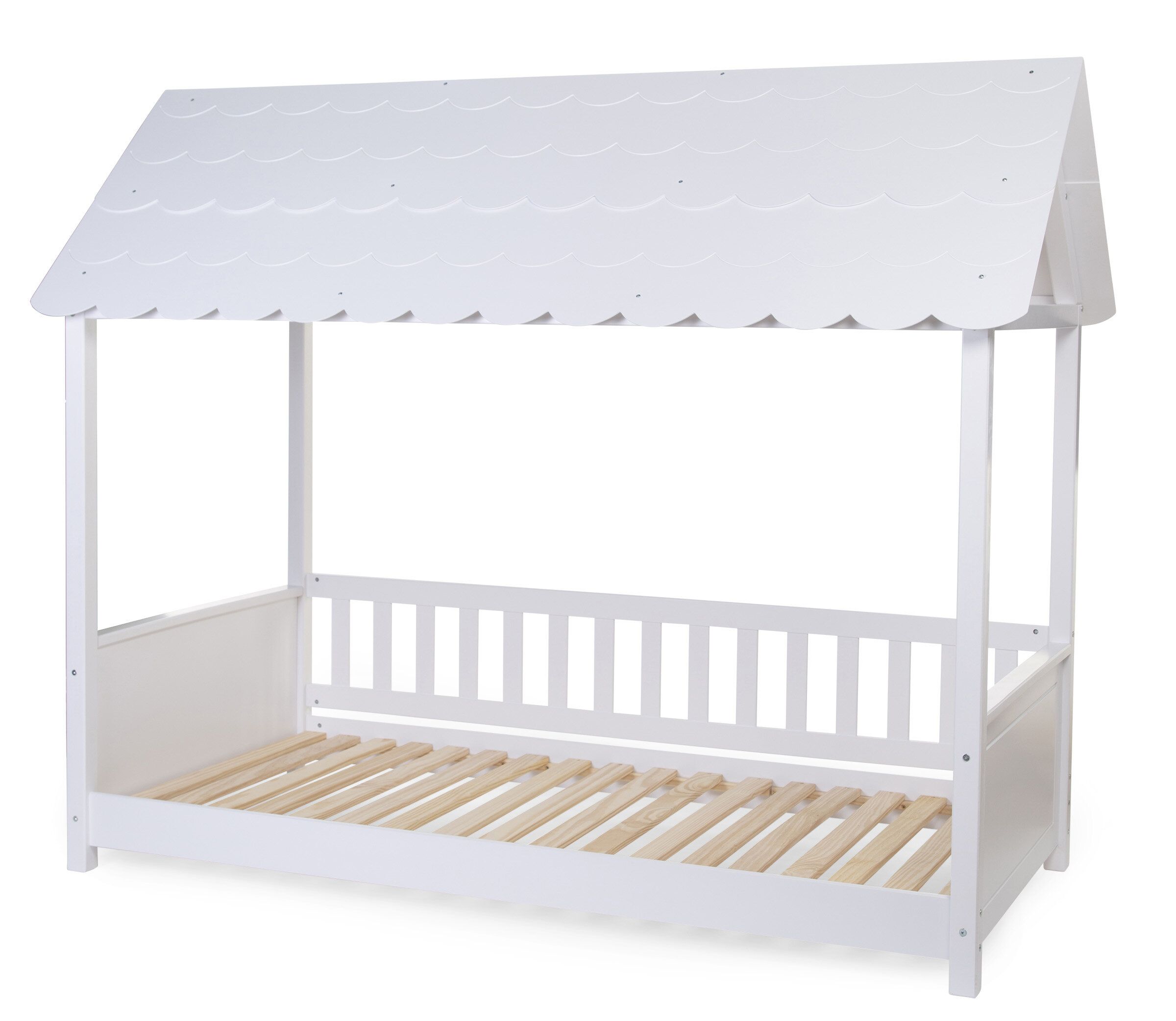 Bērnu gulta Māja ar jumtu 200x90 сm Childhome Rooftop bed frame house White