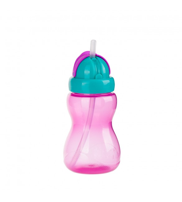Bērnu pudele ar salmiņu 270 ml Canpol pink 56/109