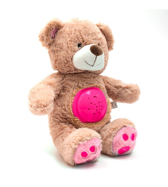 nakts lampa-projektors ar mūziku BabyMix BEAR HADI Pink 37214