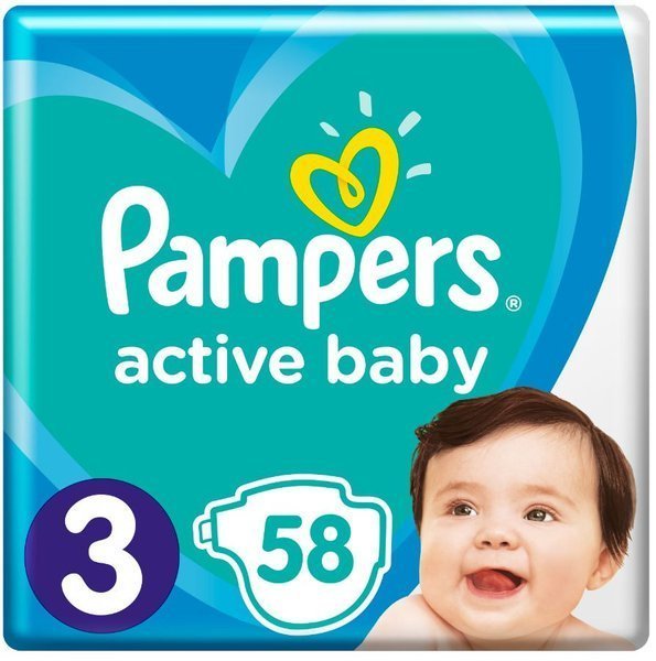 Pampers Active Baby autiņbiksītes 3. izmērs 58 gab.