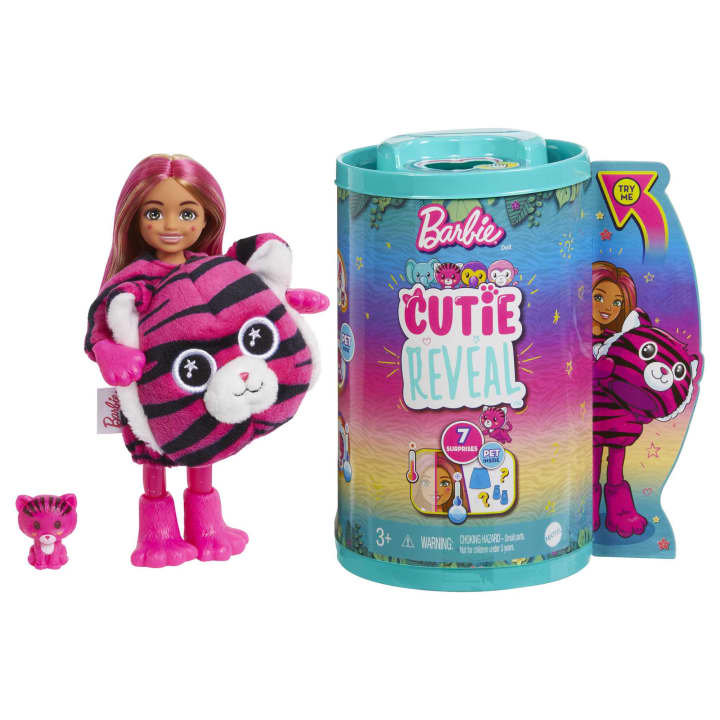 Barbie Cutie Reveal Chelsea Doll Jungle Friends Series Tiger HKR15 Lelle