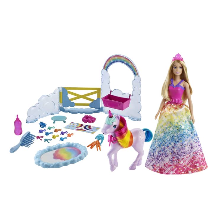 Barbie Dreamtopia Feature Pet Nurturing Playset lelle ar vienradzi GTG01