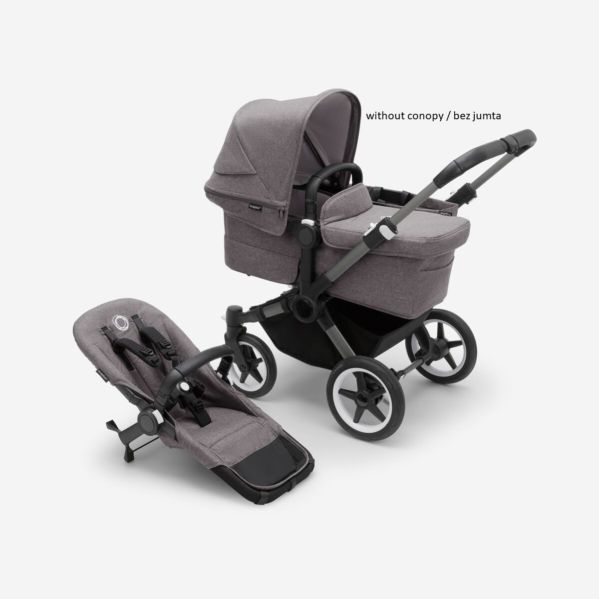 Bugaboo Donkey 5 Grey Melange Graphite frame Bērnu rati Transformeris 2in1 (bez jumta)