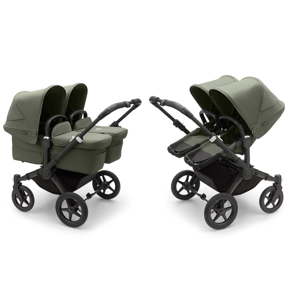 Bugaboo Donkey 5 TWIN Forest Green Black frame Dvīņu rati Transformeris 2in1