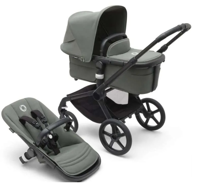 Bugaboo Fox 5 Forest Green Bērnu rati 2in1 Melns rāmis