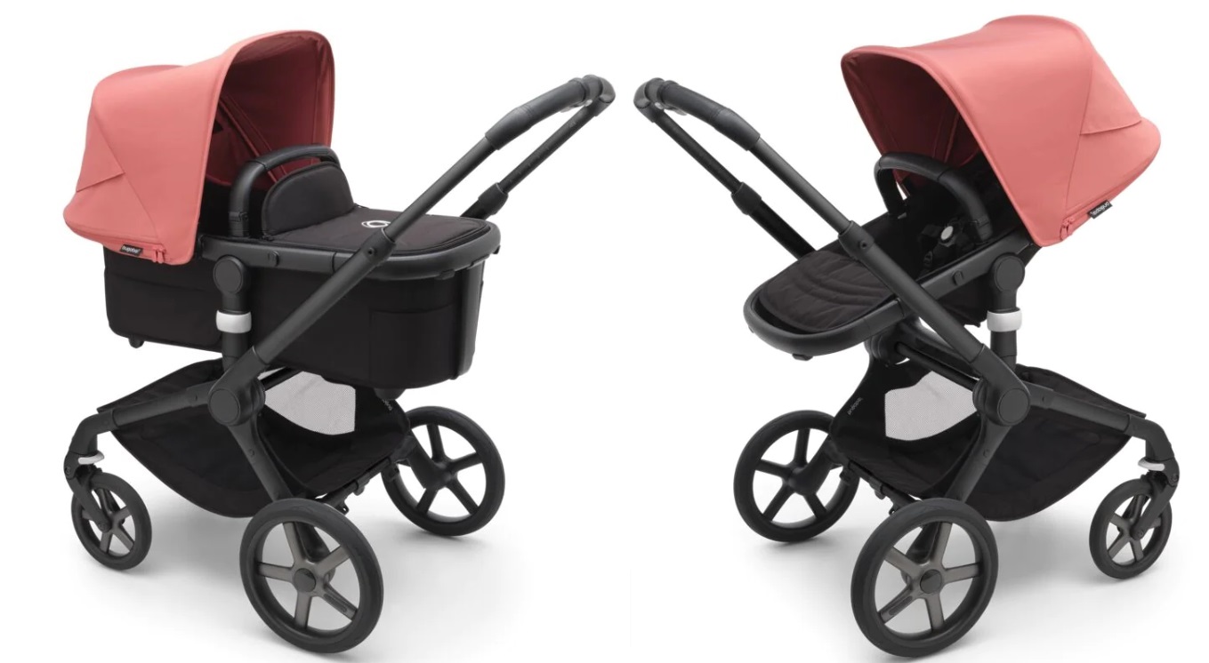 Bugaboo Fox 5 Midnight black Bērnu rati 2in1 Melns rāmis + Jumts Sunrise Red