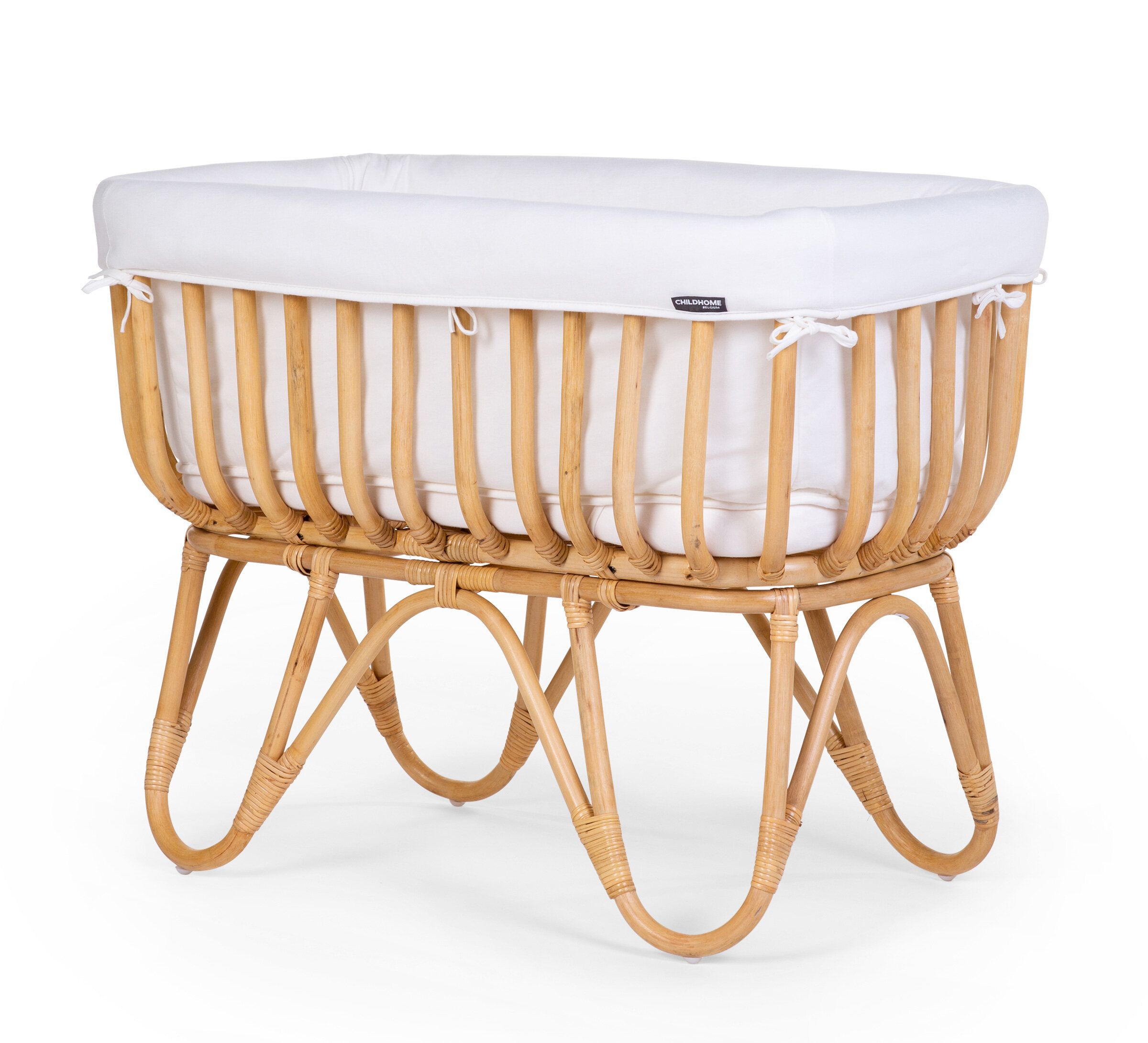 Childhome Rattan Rectangular White Natural Bērnu Šūpulis Pīts