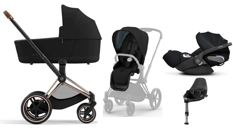 Cybex e-Priam Deep Black Rosegold frame Bērnu rati 4in1