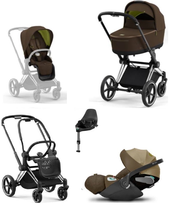 Cybex e-Priam Khaki Brown Chrome black frame Bērnu rati 4in1