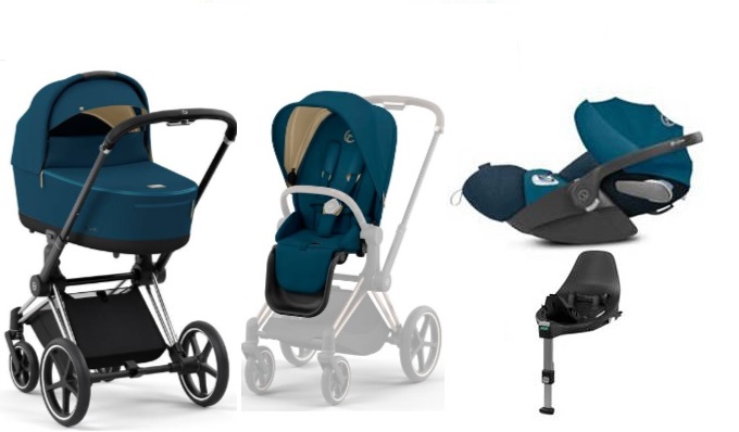 Cybex e-Priam Mountain Blue Chrome black frame Bērnu rati 4in1