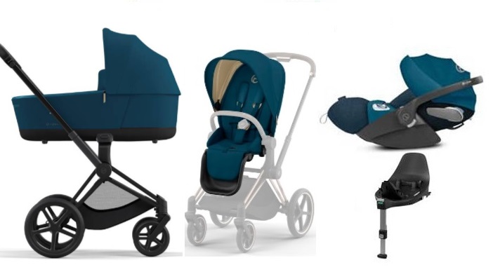 Cybex e-Priam Mountain Blue Matt black frame Bērnu rati 4in1