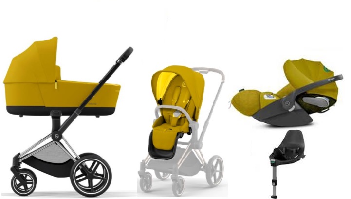 Cybex e-Priam Mustard Yellow Chrome black frame Bērnu rati 4in1