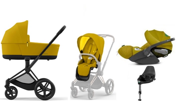 Cybex e-Priam Mustard Yellow Matt black frame Bērnu rati 4in1