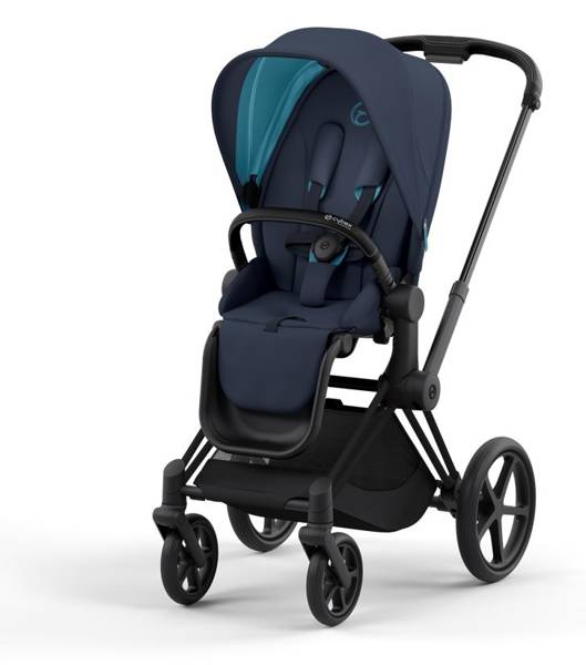 Cybex e-Priam Nautical Blue Matt black frame Pastaigu rati