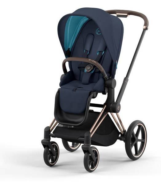 Cybex e-Priam Nautical Blue Rosegold frame Pastaigu rati