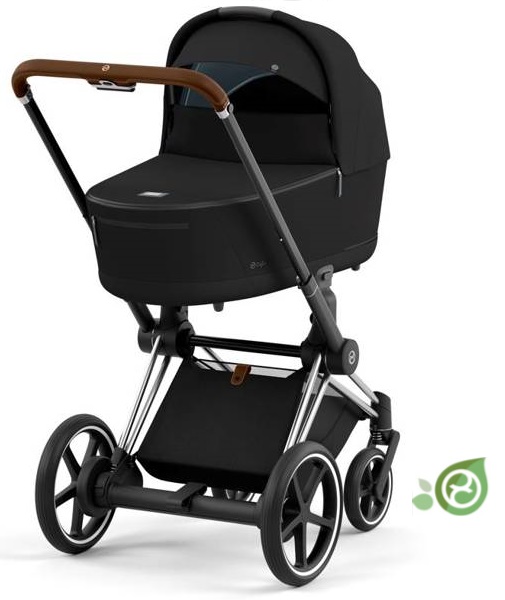 Cybex e-Priam Onyx Black Conscious Eco Chrome brown frame Kulbu Rati