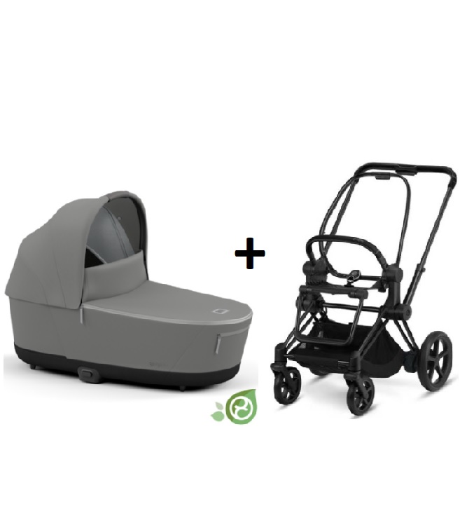 Cybex e-Priam Pearl Grey Conscious Eco Matt black frame Kulbu Rati