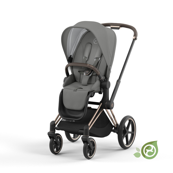 Cybex e-Priam Pearl Grey Eco/ Conscious Rosegold frame Pastaigu rati