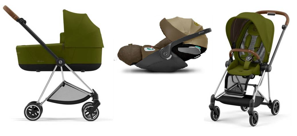 Cybex Mios 3.0 + Cloud Z2 i-Size Khaki Green + Chrome brown frame Bērnu rati 3in1