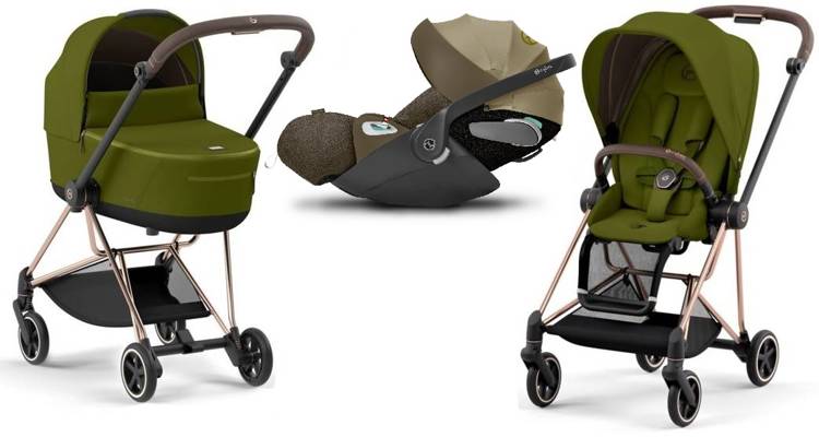 Cybex Mios 3.0 + Cloud Z2 i-Size Khaki Green + Rose gold frame Bērnu rati 3in1